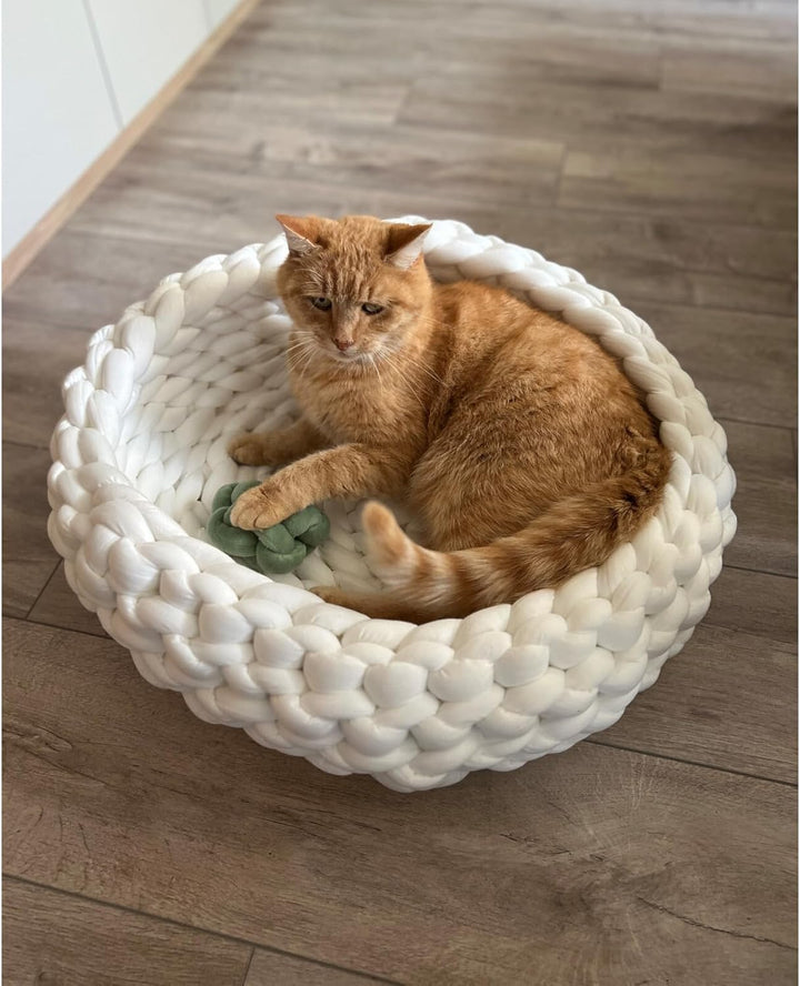 Aumüller Katzenkorb und Fensterbankliege Grobstrick - Schlafplatz für Katzen, Beige