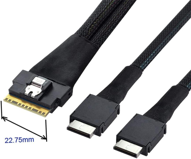 xiwai PCI-E Ultraport Slimline SAS Slim 4.0 SFF-8654 8i 74pin auf Dual Oculink SFF-8611 Kabel 50 cm