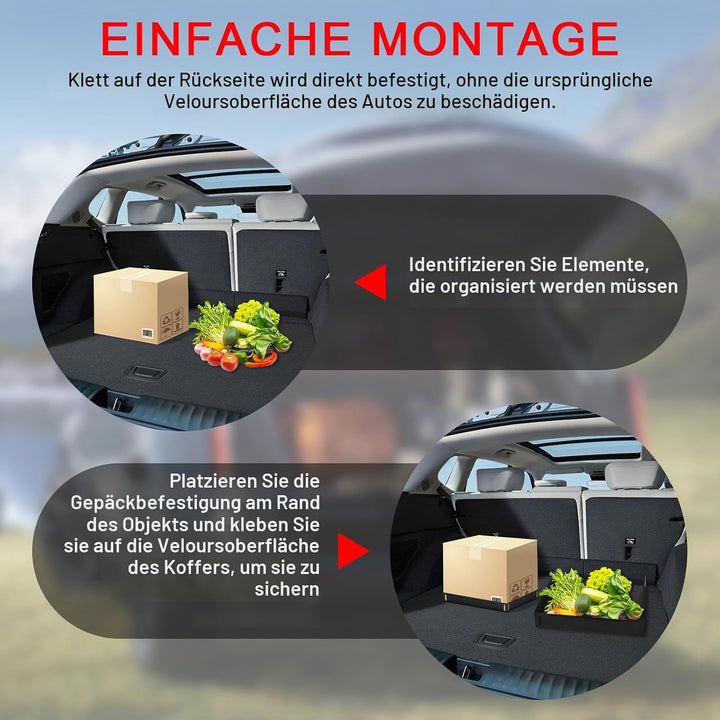 3 Stück Kofferraum Organizer Klett, 30 * 4 * 5 CM Gepäckfixierung Kofferraum Klett, Kofferraum Klett