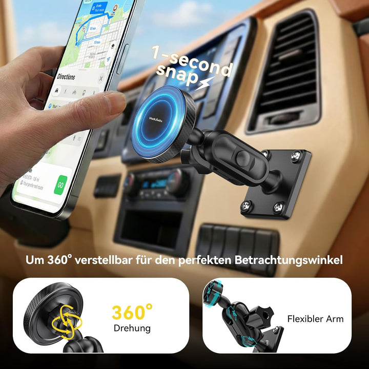 MAGJIEYX Handyhalterung Auto mit Bohrerbasis, Magnetisch Armaturenbrett Halterung für LKW Transporte