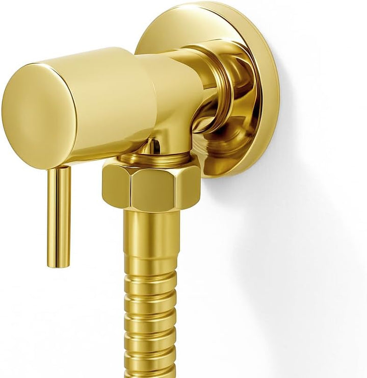 Chrom-Gold-Stopp-Isolationsventil für Dusche, Ein-/Aus-Muslimischer Shattaf plattierter Wasserhahn,