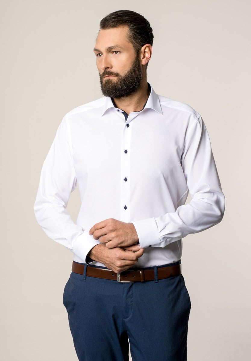 ETERNA Male Pinpoint Oxford Hemd MODERN FIT 38 Weiss, 38 Weiß