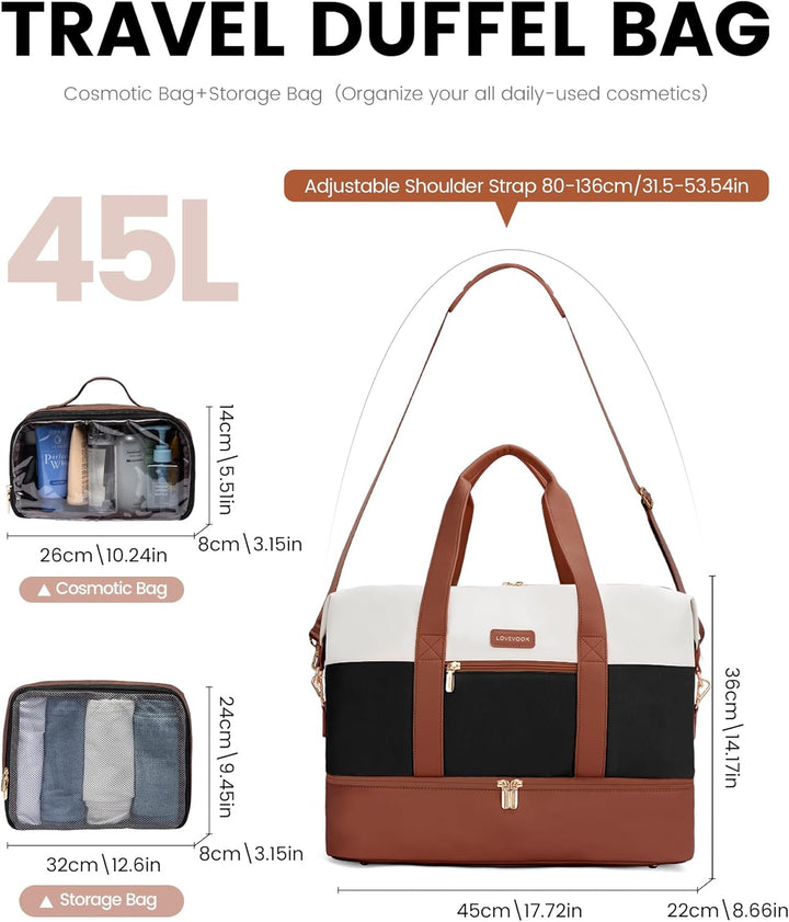 LOVEVOOK Reisetasche Damen, Weekender Damen Kliniktasche Geburt, Handgepäck Tasche Für Flugzeug, Spo