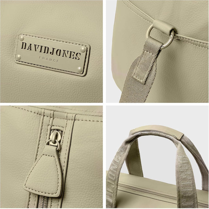 David Jones - Grosse Reisetasche für Wochenendausflüge, Ledertasche, beige, altmodisch | Sport-Handt