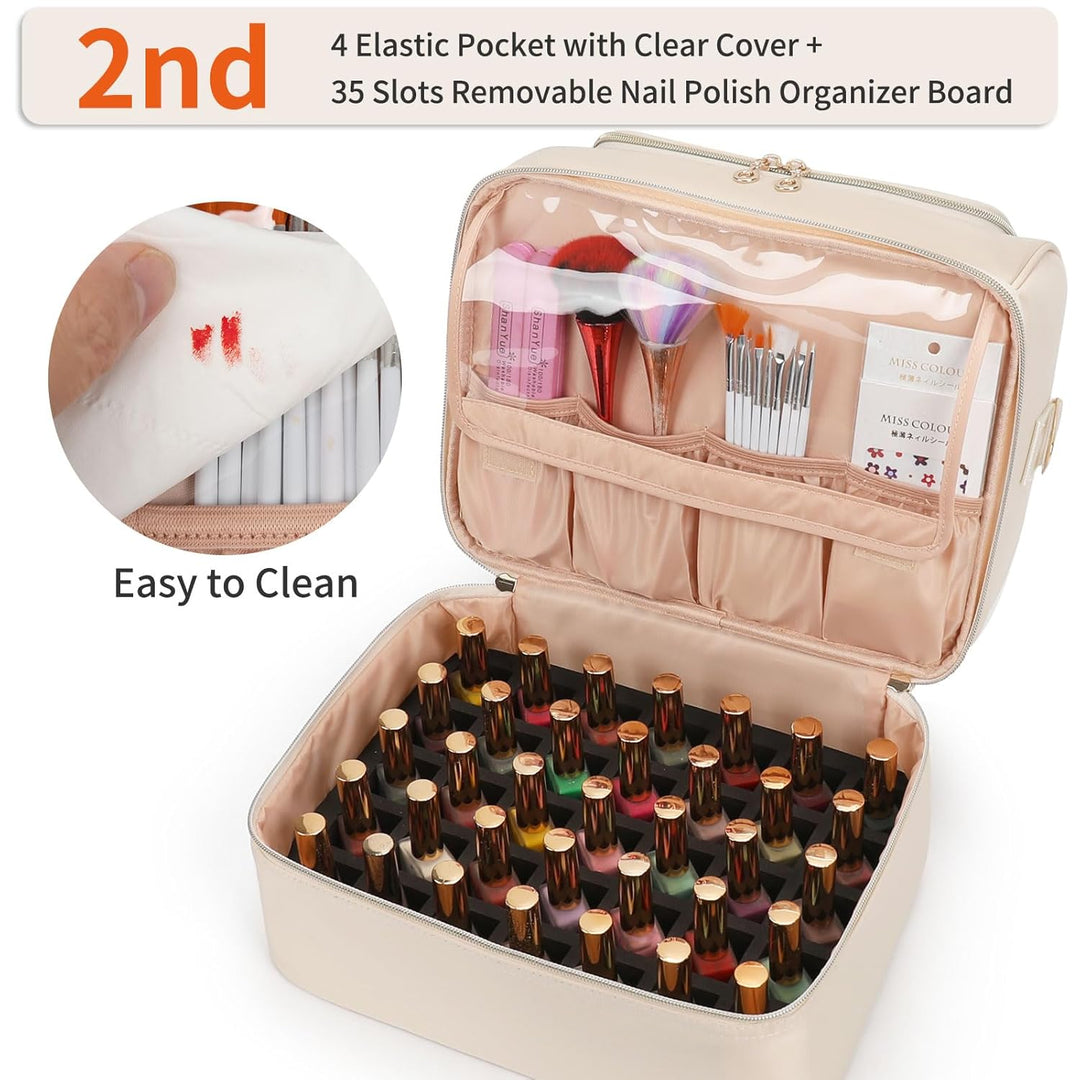 Nagellack Aufbewahrung, Doppelschicht Nagellack Organizer Tasche, Reise Aufbewahrungsbox für 45 Flas