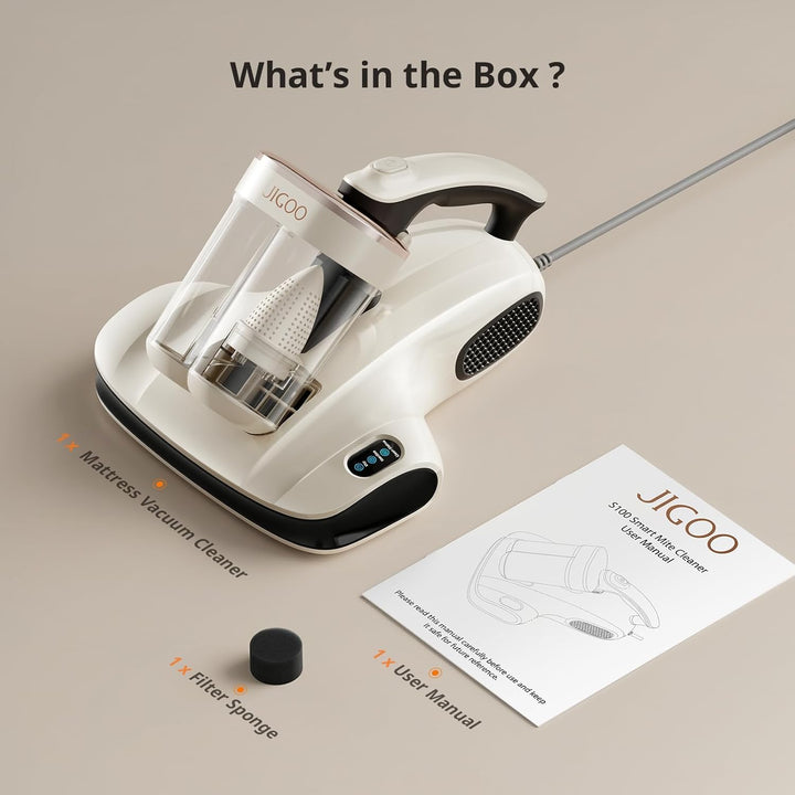 JIGOO S100 Milbensauger mit UV-Licht & 55°C Heissluft: 99,9% gegen Milben & Allergene (1,3kg) - Für