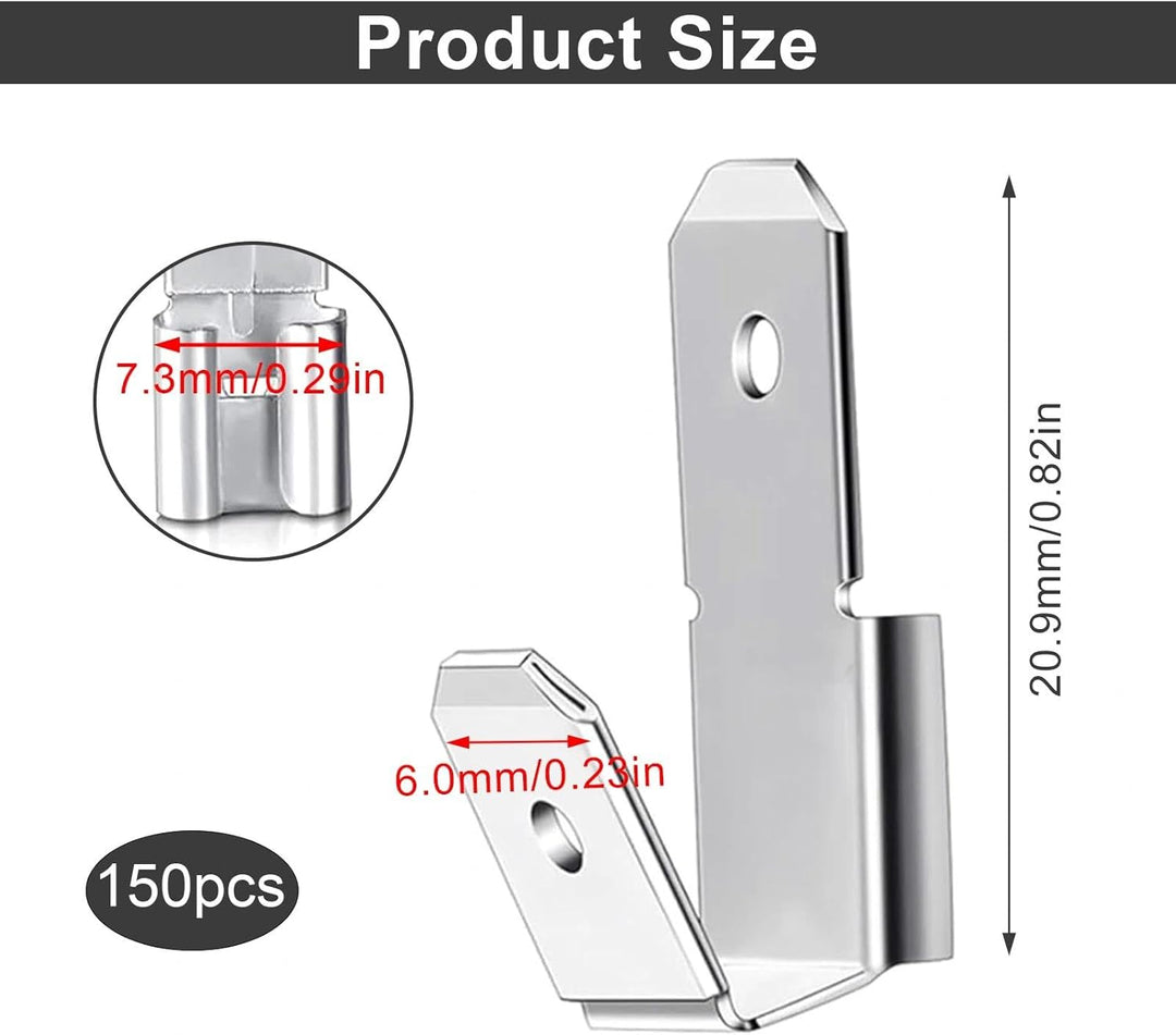 HASLED 150 Stk. Kabelschuhe 6,3mm Flachsteckhülsen, verzinntes Kupfer, doppelte Ausführung (Huckepac