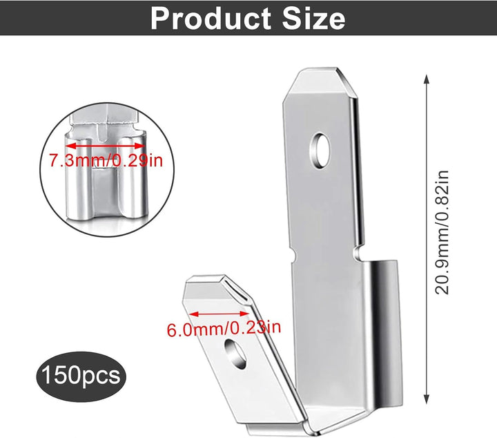 HASLED 150 Stk. Kabelschuhe 6,3mm Flachsteckhülsen, verzinntes Kupfer, doppelte Ausführung (Huckepac