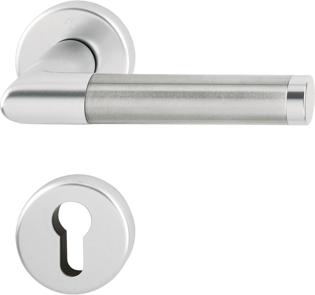 HOPPE 3286702 Drückergarnitur Amsterdam mit Rosetten PZ (Profilzylinder), silber eloxiert/Edelstahl