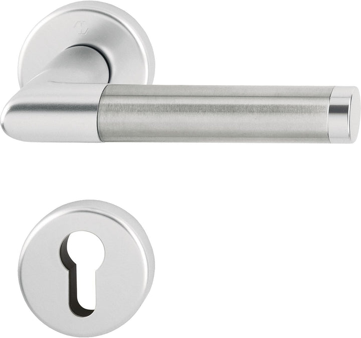 HOPPE 3286702 Drückergarnitur Amsterdam mit Rosetten PZ (Profilzylinder), silber eloxiert/Edelstahl
