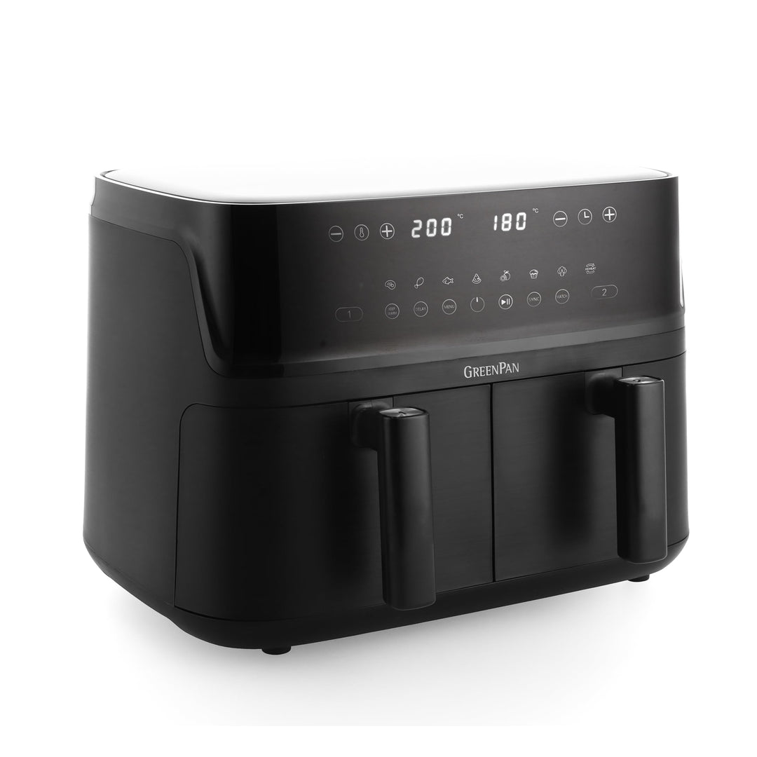 GreenPan Switch 9-in-1 XL Air Fry Ofen, 2 Frittierkörbe (2 x 5L), Antihaftbeschichteter Korb,Schnell