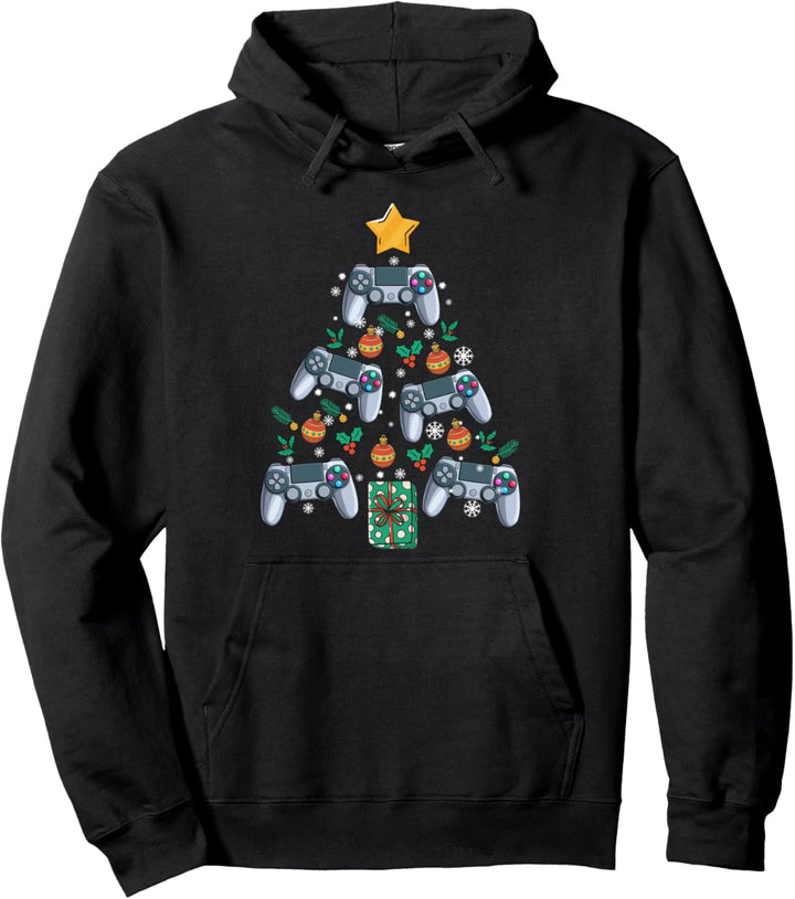Video-Controller Weihnachtsbaum Lustiger Video-Gamer Weihnac Pullover Hoodie