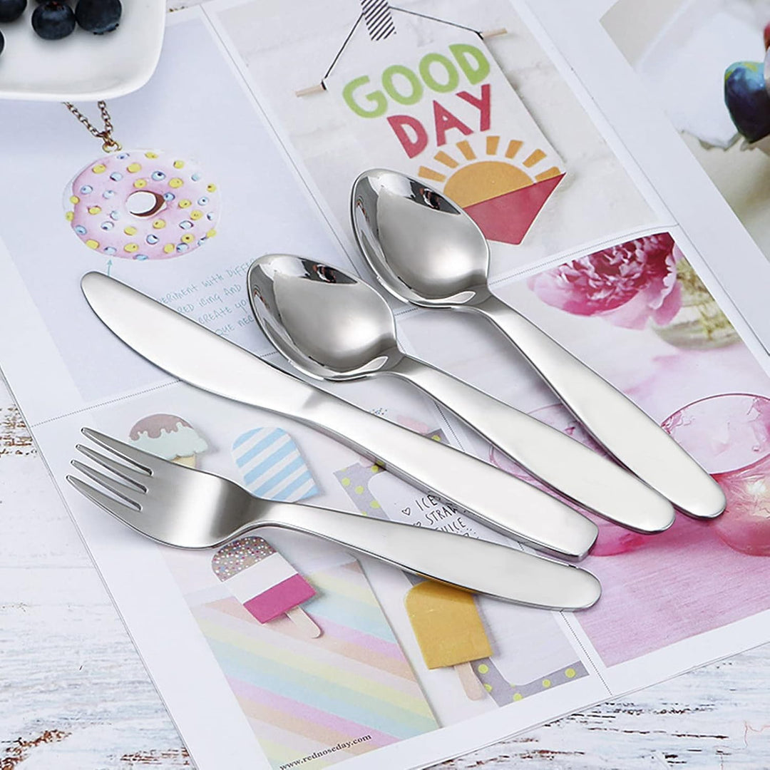 VANRA 4 PCS Kinder Messer Set 18/8 16.8cm Edelstahl Kinder Besteck Set Silber Besteck Geschirr Set f