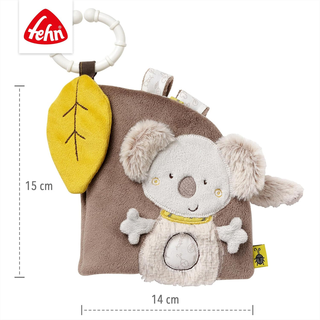 Fehn Fühlbuch Koala - Buggybuch aus Stoff - Babyspielzeug Buch mit Quietsche, Rassel, Raschelpapier