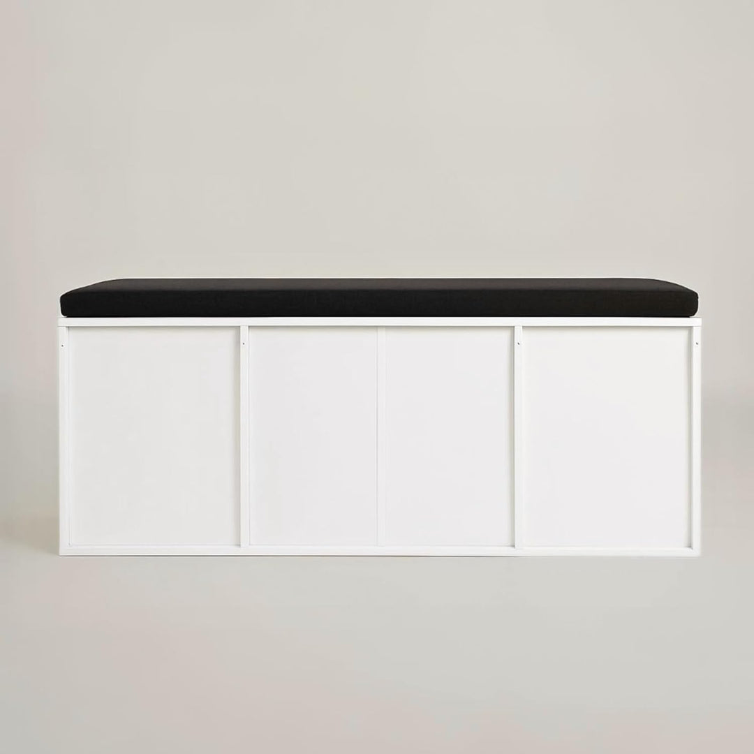 Schuhschrank mit Sitzbank, 103 x 30 x 46 cm, MDF und Polyester Polsterung, Flurbank mit Stauraum, Sc