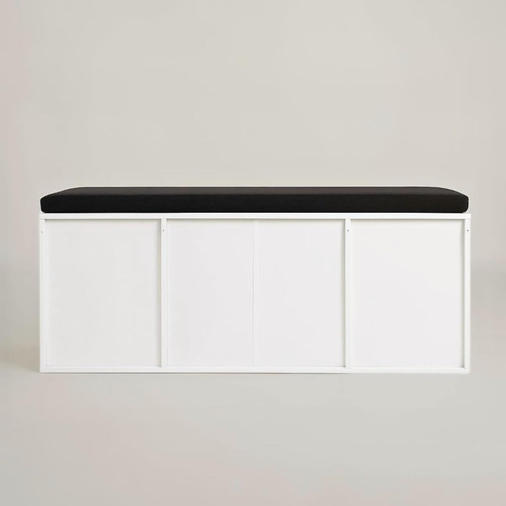 Schuhschrank mit Sitzbank, 103 x 30 x 46 cm, MDF und Polyester Polsterung, Flurbank mit Stauraum, Sc