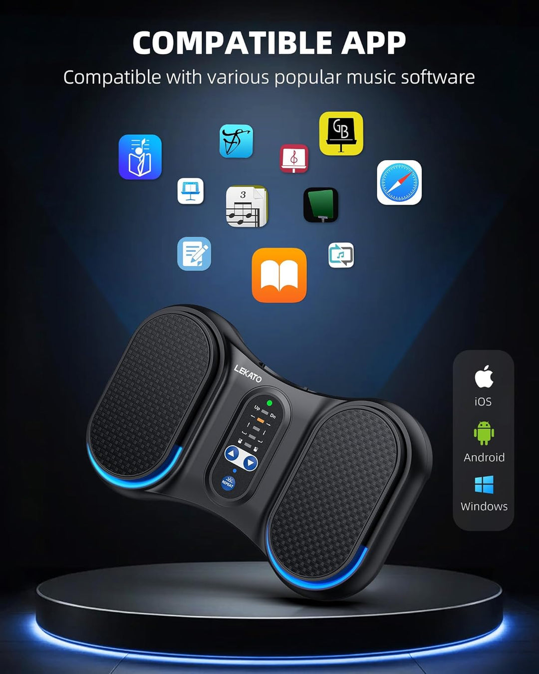 LEKATO Bluetooth Page Turning Pedal, Wireless Page Turner, Wiederaufladbarer Fussschalter für Telefo