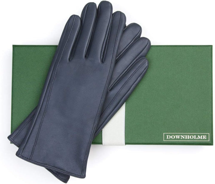 Downholme Klassische Lederhandschuhe mit Innenfutter aus Kaschmir für Damen M Dunkelblau, M Dunkelbl