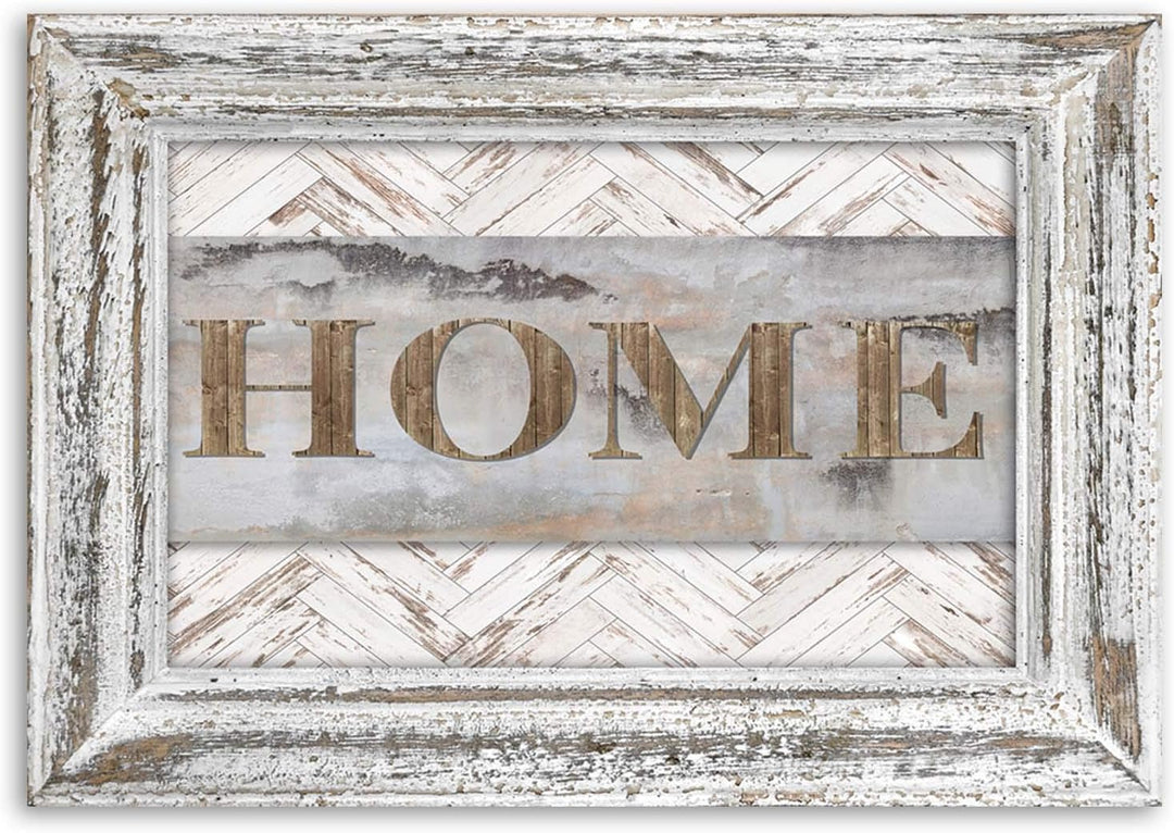 Leinwandbild XXL Home 120x80 cm Wandbild Kunst shabby chic Rahmen Illusion Beige 120x80 cm M15880, 1