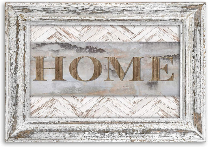 Leinwandbild XXL Home 120x80 cm Wandbild Kunst shabby chic Rahmen Illusion Beige 120x80 cm M15880, 1