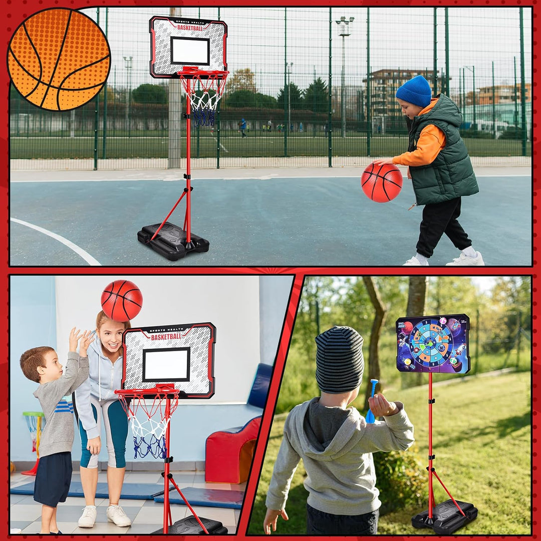 Herenear Basketballkorb für Kinder, Höhenverstellbar 107-193cm, Tragbar Indoor Outdoor, Kinderspielz