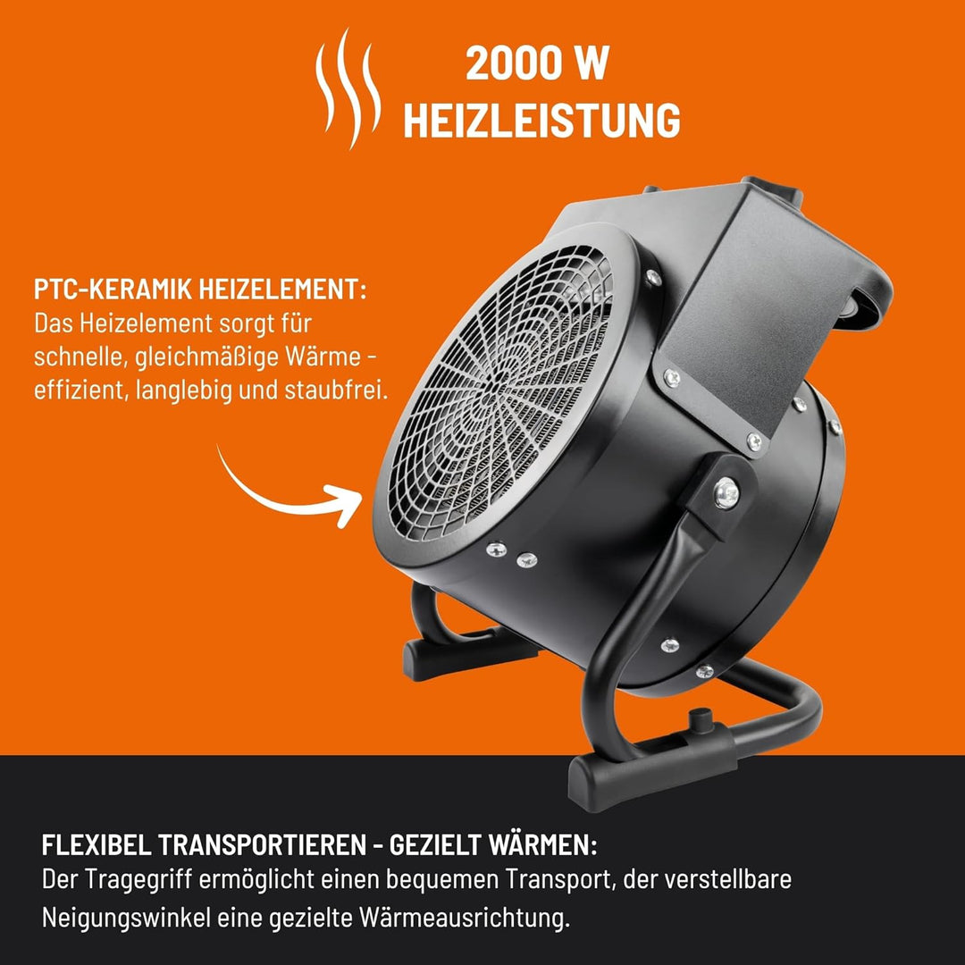 Güde 85178 Keramik Heizlüfter GH 2000 K (2000 W, 2 Heizstufen 1000/2000 W, 45 m³ max. Raumheizvermög