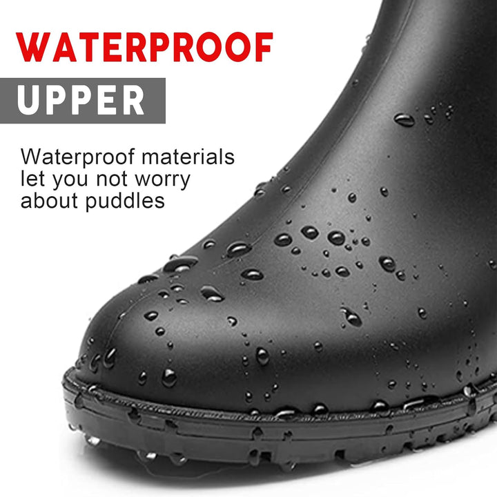 Acfoda Unisex-Erwachsene Gummistiefel Wasserdicht mit Blockabsatz, Gr.35-43 42 EU Schwarz, 42 EU Sch
