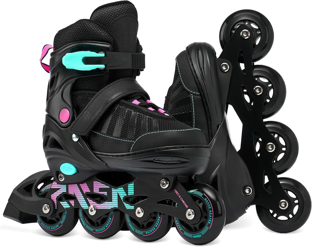 RAVEN Inline Skates Inliner für Kinder und Erwachsene OPTIONAL 2in1 mit Schlittschuhen verstellbar O
