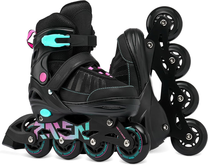 RAVEN Inline Skates Inliner für Kinder und Erwachsene OPTIONAL 2in1 mit Schlittschuhen verstellbar O