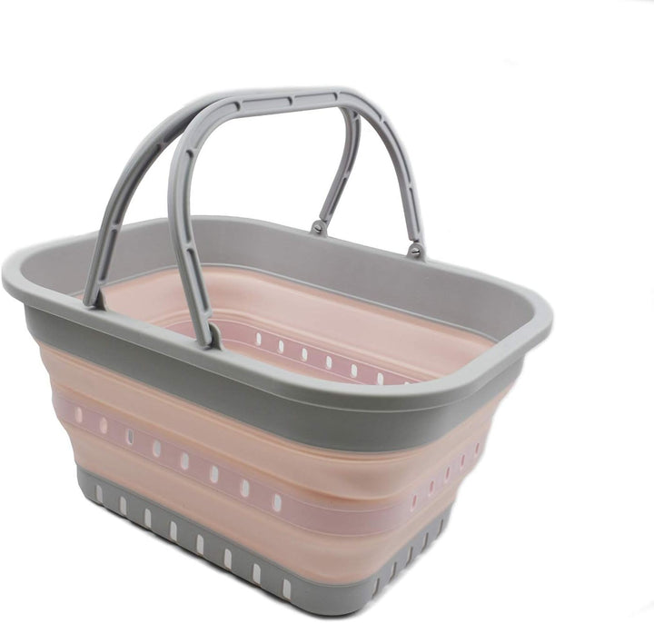SAMMART 19L Collapsible Tub with Handle - Portable Outdoor Picnic Basket/Crater - Foldable Shopping