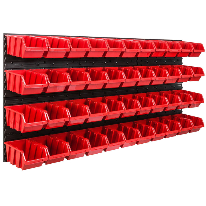 Lagersystem Werkstattregal | 172 x 78 cm | 44 stck. Box | Wandregal mit Stapelboxen - Wandplatten Ex