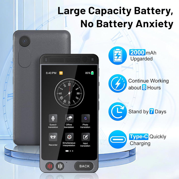 Sprachübersetzer Ohne Internet, Ki Übersetzer Gerät mit Sprachausgabe 142 Sprachen (Offline Deutsch)
