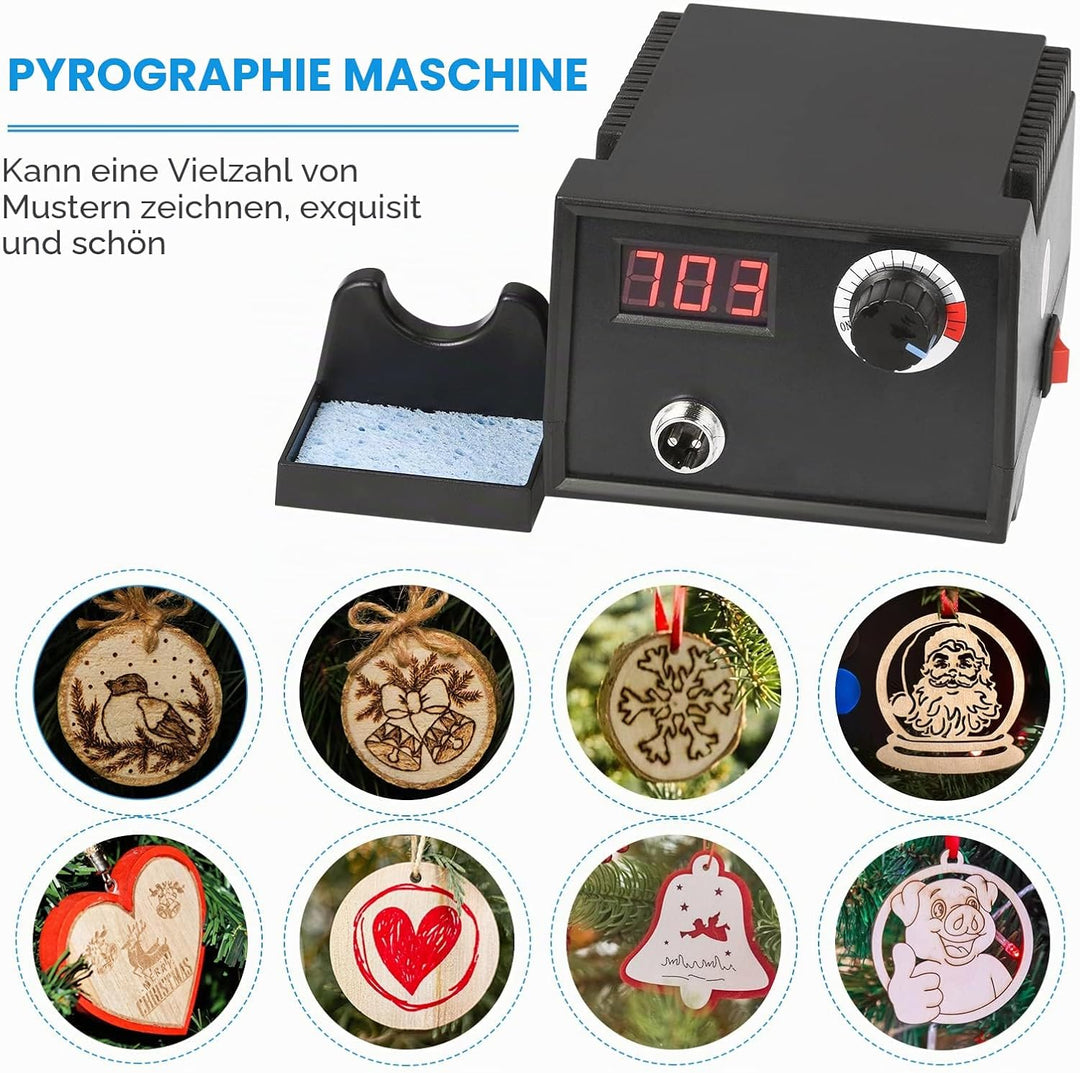 Trsaow Brandmalerei-Set aus Holz, Brandmalerei, 60 W, mit 33 Lötspitzen, LCD-Display, einstellbare T