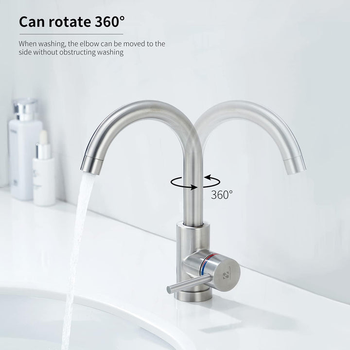 HOMELODY Niederdruck Wasserhahn Bad/Küche 360° Drehbar Badarmatur Küchenwasserhahn Einhebelmischer W