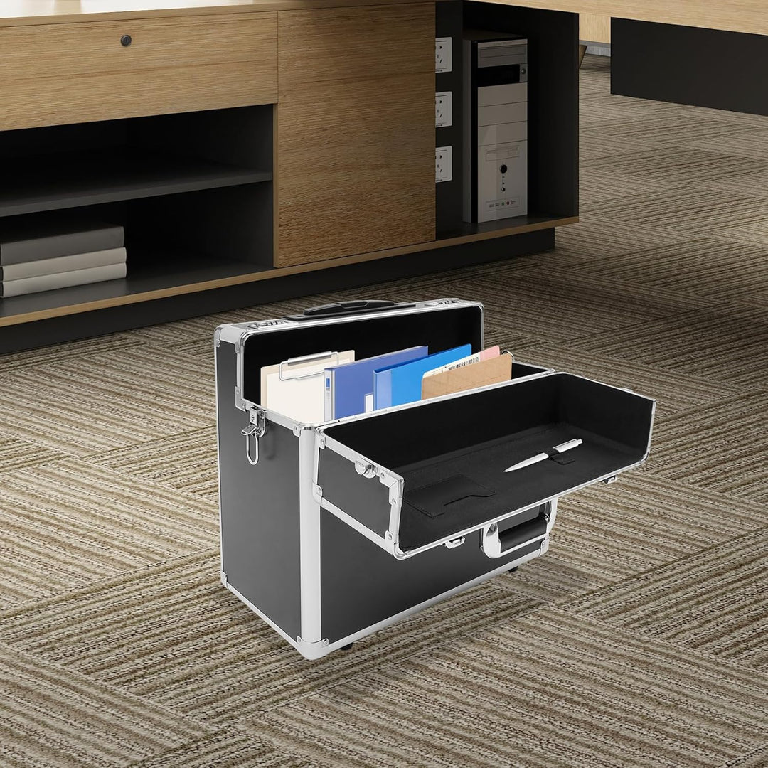 Rollbarer Aktenkoffer, Aluminiumlegierung Abschliessbarer Aktenkoffer, rollbare Aktenbox mit Telesko