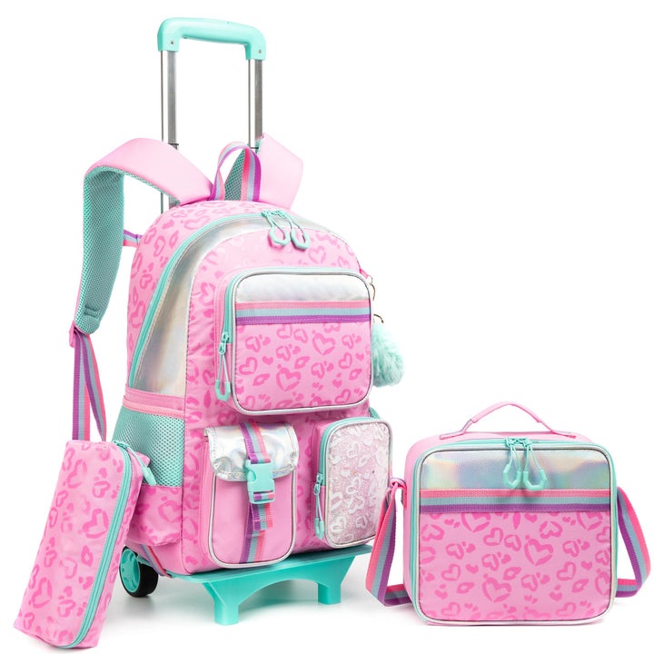 HTgroce Kinder Trolley Rucksack Schultasche Schulranzen Mädchen schultrolleys Schulrucksack Kinderko