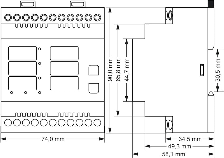 Tense Elektronik EM-100DIN Einbaumessgerät Multimeter zur Messung von Strom (1A-100A), Spannung und