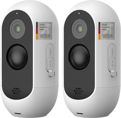 PetTec® Cam Free 2er Set - Wireless Haustierkamera Hundekamera mit App [OHNE ABO-Falle] - Katzen & H
