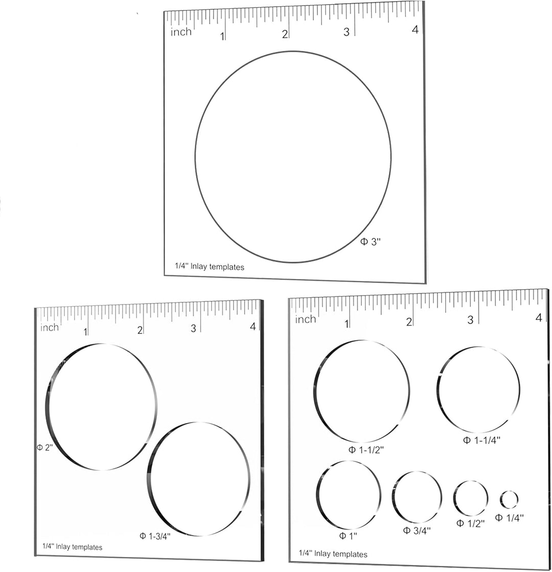 inBovoga 3Pcs Circle Inlay Templates, Router and Decorative Templates for Woodworking, Router Jig Te