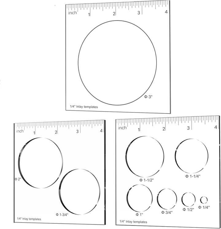 inBovoga 3Pcs Circle Inlay Templates, Router and Decorative Templates for Woodworking, Router Jig Te