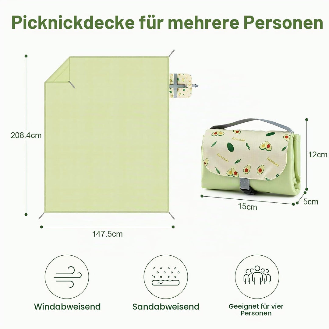 Picknickdecke, Wasserdicht Waschbare Stranddecke, Strandmatte, Sandfeste Stranddecke, Tragbare Stran