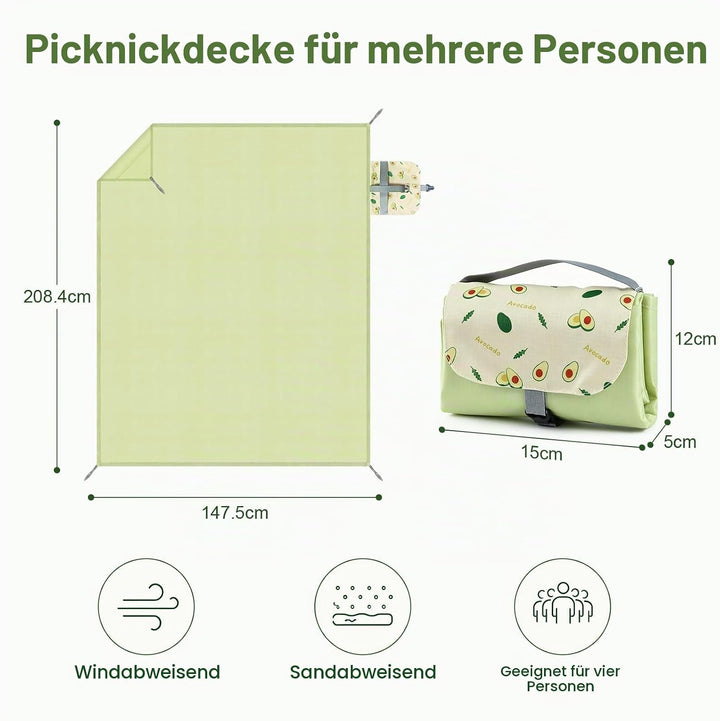 Picknickdecke, Wasserdicht Waschbare Stranddecke, Strandmatte, Sandfeste Stranddecke, Tragbare Stran