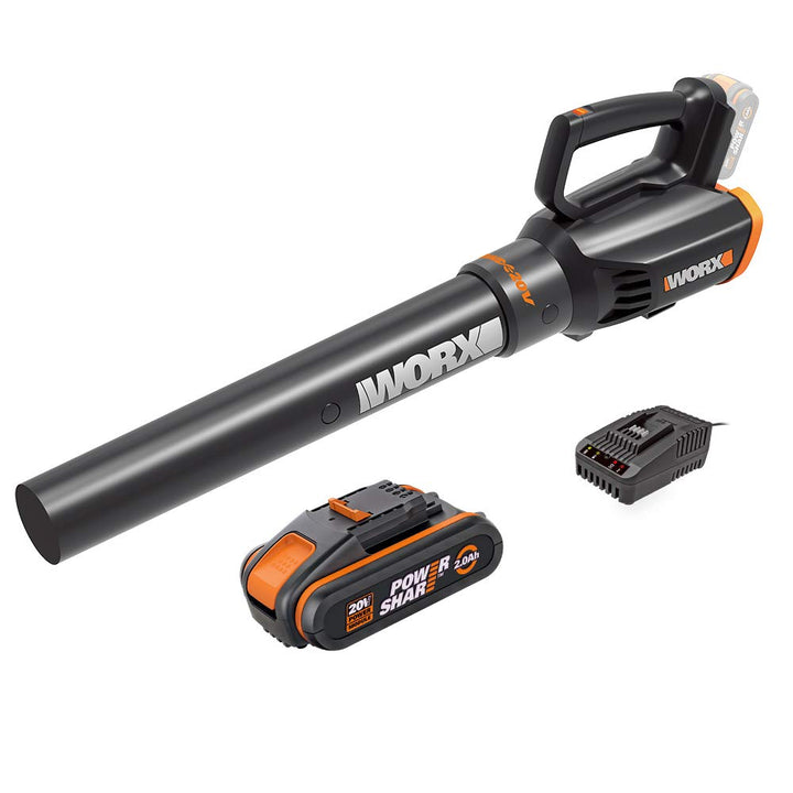 WORX 18V(20V MAX) Akku Laubbläser WG547E, 1 x 2,0Ah Akku, PowerShare, 2-Fach Geschwindigkeit, Turbin
