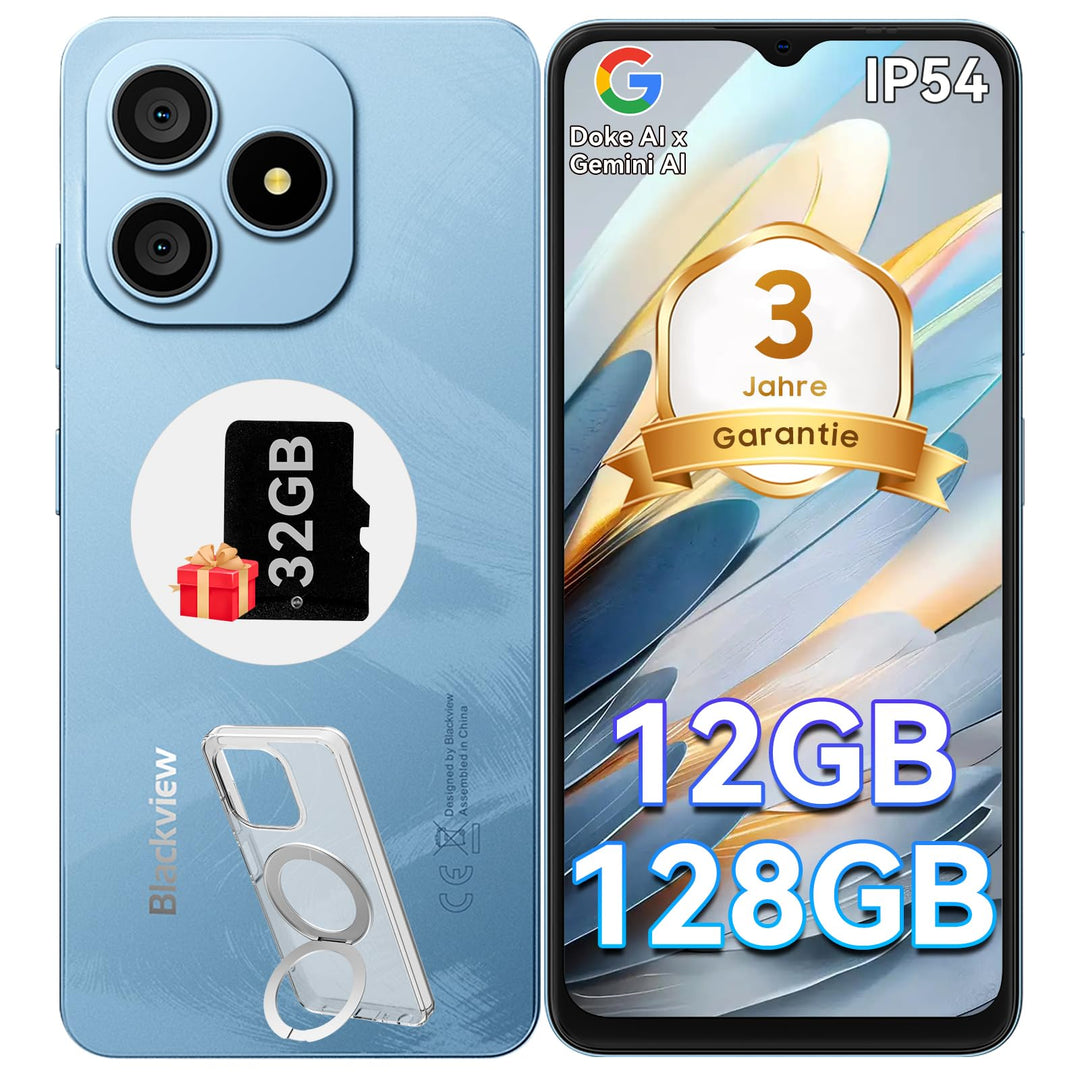 Blackview Wave 9C Handy Ohne Vertrag Android 15, 12GB+128GB/2TB TF, 6.56", 5000mAh Smartphone Ohne V