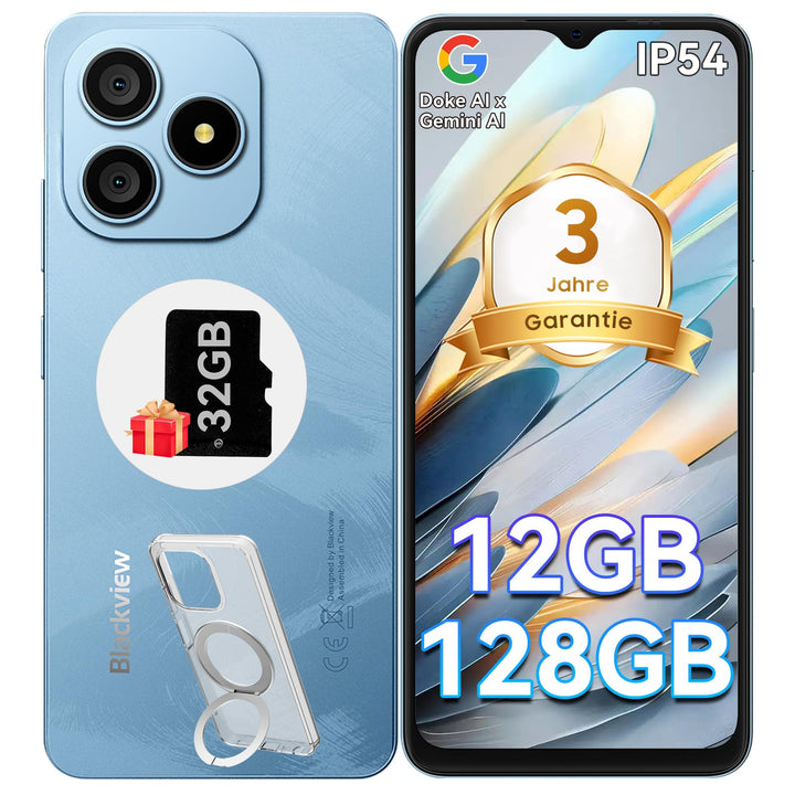Blackview Wave 9C Handy Ohne Vertrag Android 15, 12GB+128GB/2TB TF, 6.56", 5000mAh Smartphone Ohne V