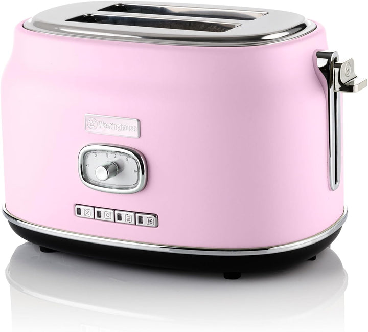 Westinghouse Retro Toaster 2 Scheiben, Abnehmbarer Brötchenaufsatz, 6 Bräunungsstufen, Brotzentrieru