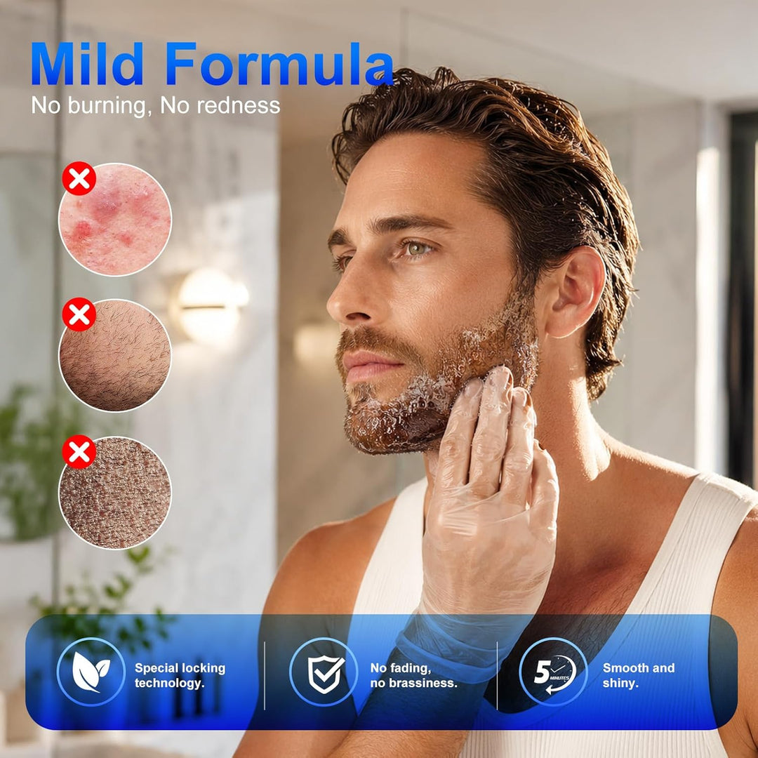 Schnurrbart und Bart Schwarz Farbstoff For Men,Graue Haare an Bart und Schläfen abdecken,Schnelle An