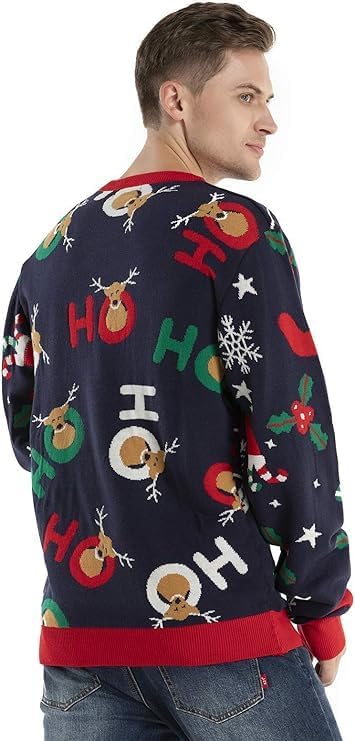 OFF THE RACK Unisex Herren Damen Weihnactspullover Lustig LED Leuchtende Ugly Christmas Sweater Stri