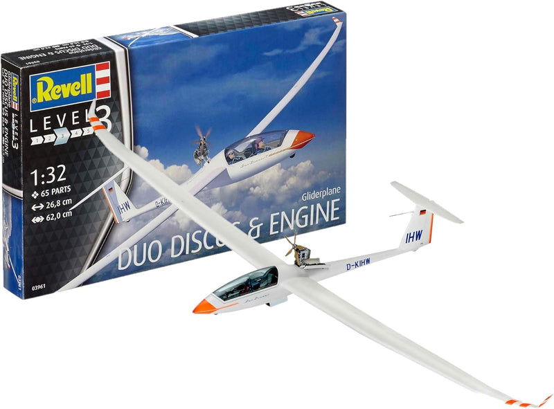 Revell 03961 10 Modellbausatz Gliderplane Duo Discus & Engine im Massstab 1:32, Level 3