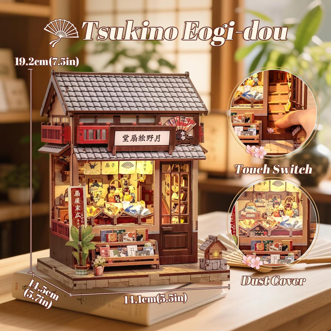 Fsolis Book Nook Japan Booknook Bausatz für Erwachsene, 3D-Holzpuzzles Buchecke, DIY-Miniaturhaus-Se